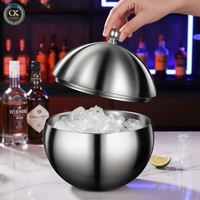 Seau à glace rond en acier inoxydable poli pour bars, fêtes et mariages – Isolation thermique pour glaçons – Vente en gros