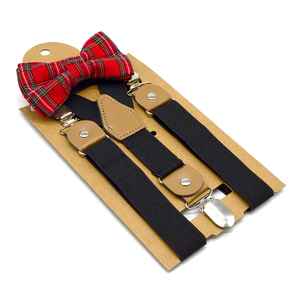 Venta caliente Niños Moda Color sólido 3 Clips Suspender and Bow Tie Set con buen precio - Product Image 5