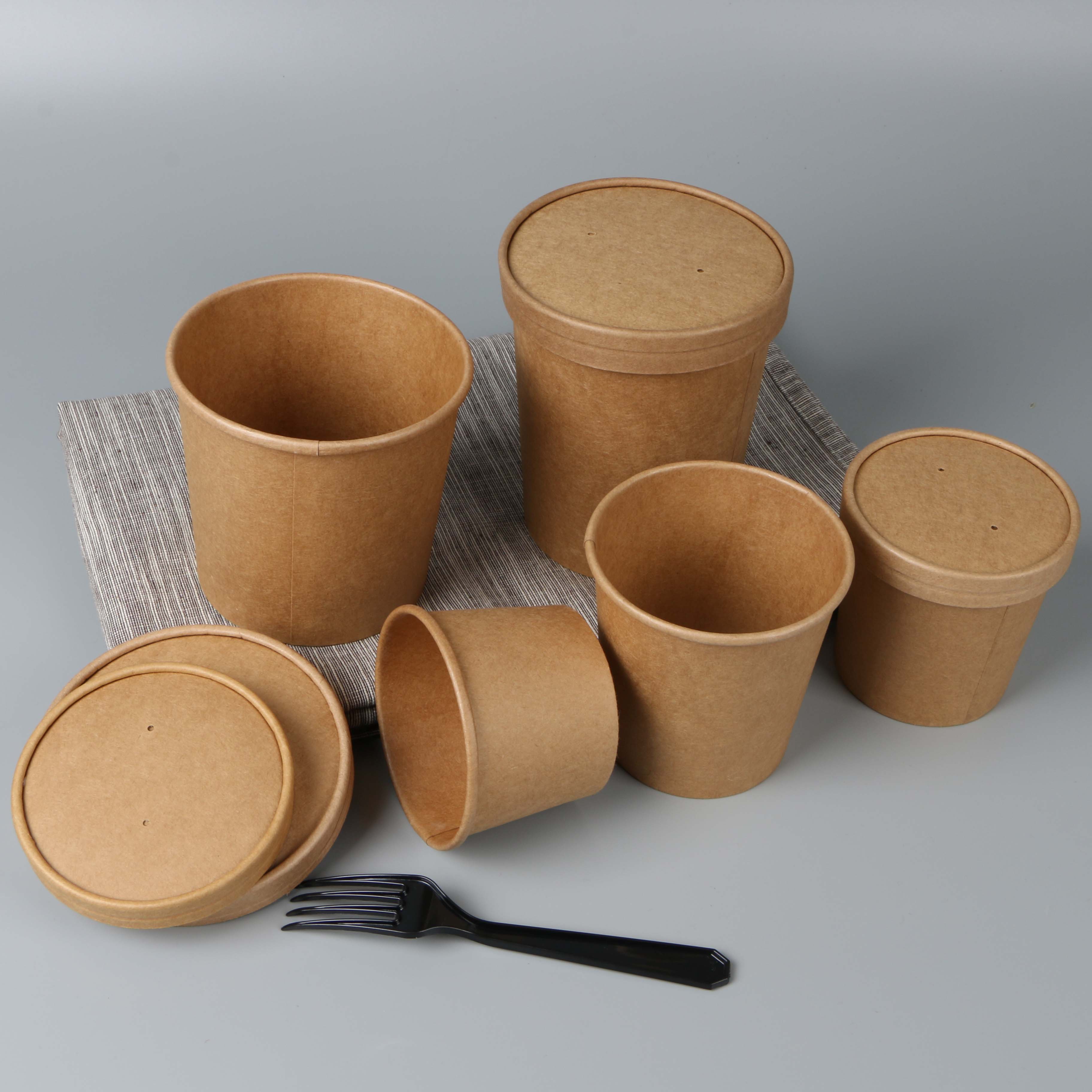 Hot Sale Hight Quality Disposable Paper Soup Cups With Paper Lid Ice Cream Cup