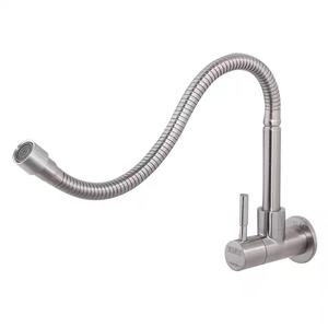 Modern Classic Single-Handle 304Stainless Steel <strong>Wall</strong>-Mounted <strong>Faucet</strong> Pull-Down Dual Function <strong>Sprayer</strong> with Side Cold Water Mixer - Product Image 1