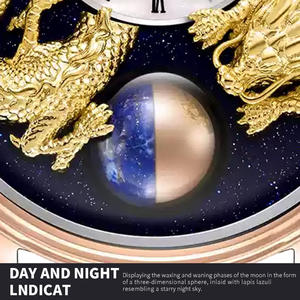 OEM Watch Brand Logo Custom Stainless Steel Case Innovative Emboss Gold Plated Dragon Dial Vintage Leather Mechanical <b>Wristwatch</b> - Product Image 3