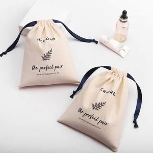High Quality Organic Cotton <b>Drawstring</b> Dust <b>Pouch</b> for Candle and Jewelry Gift Packing with Custom Logo Printed - Product Image 2