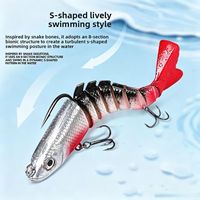 Leurre de pêche articulé multi-segments 90 mm 17 g avec tête plombée en plastique souple, 8 segments