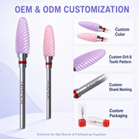 Nouvelle fraise à ongles en céramique OEM personnalisée, conique arrondie, coupe croisée, 6,00 mm (3/32 pouces), pour élimination de gel acrylique en salon de manucure
