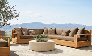 Sassanid extérieur italien modernisme Patio jardin ensembles hôtel de luxe mobilier d'extérieur Marbella teck modulaire u-chaise sectionnelle - Product Image 6