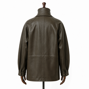 <span class=keywords><strong>Manteau</strong></span> mi-long en peau d'agneau semi-cirée <span class=keywords><strong>vert</strong></span> olive pour <span class=keywords><strong>femme</strong></span>, col à volants, ceinture ajustable, coupe-vent décontracté d'hiver avec fermeture éclair - Product Image 6