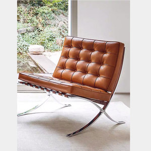 Fauteuil de loisirs individuel, style nordique simple, pour hôtel, salon, salle d'exposition, en cuir et tissu, design moderne, avec accoudoirs en métal - Product Image 3
