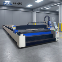 Mesin Pemotong Laser Fiber CNC Tipe Gantry Tugas Berat CORAL dengan Rel Lantai Digital, Pemotong Plat Baja Lembaran Logam Berdaya Tinggi