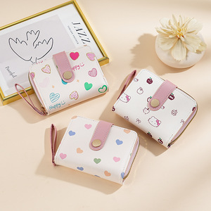 Cartera Pequeña con Diseño de Corazón Estilo Japonés para Estudiantes, Cartera Kawaii con Gato Rosa, Tarjetero con Múltiples Ranuras para Chicas - Product Image 2
