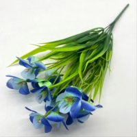 Fleurs Artificielles : Bouquets de Violettes et Orchidées Vertes Printanières, Fleurs Longues en Paille de Blé pour Mariage, Jardin, Décoration Intérieure, Plantes en Pot