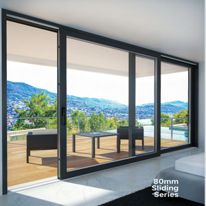 Porte coulissante intérieure en PVC moderne, anti-effraction, avec <span class=keywords><strong>double</strong></span> <span class=keywords><strong>vitrage</strong></span> en verre trempé, finition étanche - Product Image 4