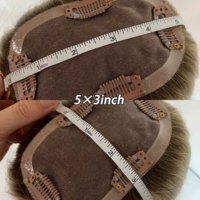 Fasimei Perruque de vrais cheveux humains de 18 pouces pour femmes Base en soie de dentelle européenne Toppers de longueur moyenne
