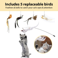 Jouet pour chat avec ventouse en plumes d'oiseaux naturelles pour jouer en intérieur sans les mains