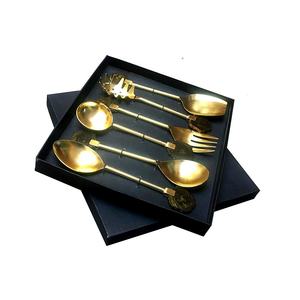 Ensemble d'ustensiles de service en acier inoxydable plaqué or avec poignée d'extrémité en résine ensemble d'ustensiles de cuisine dans une boîte cadeau - Product Image 2