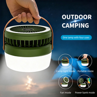 Ventilateur solaire de camping avec lanterne LED, ventilateur-lampe portable rechargeable 4-en-1 avec sangle de suspension, pour camping, pique-nique, pêche