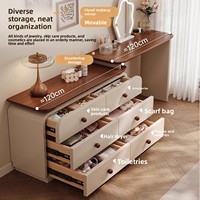 Coiffeuse de chambre en bois de style vintage, sélectionnée avec soin, avec armoire intégrée et en pin durable
