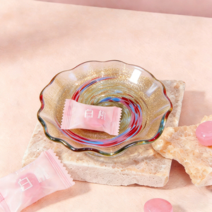 طبق زجاجي متعدد الألوان لتخزين الفواكه، تصميم فاخر غير منتظم الشكل، زينة لغرفة المعيشة والحفلات - Product Image 5