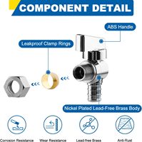 Vanne d'arrêt d'angle manuelle à 1/4 tours 1/2 \ "sertissage Pex F1807 X 3/8 \" OD Compression pour robinets d'eau et toilettes