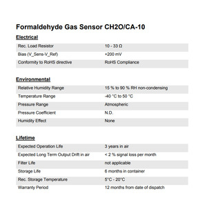 Sensor de Gas Formaldehído Membrapor CH2O CA10, Monitor de Calidad del Aire Hecho en Suiza - Product Image 3