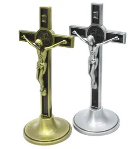 Custom Orthodox Church Metal Stones Cross Lord 3D Jesus Christ Standing Crucifix Church Decoration