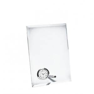 Glass Wall <b>Clock</b> Vertical 140x190x10mm With Silver Dial And <b>Roman</b> Numerals - Product Image 1