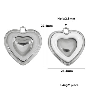 Pendentif cœur double couche en acier inoxydable plaqué or et argent pour la fabrication de boucles d'oreilles et accessoires de bijouterie - Product Image 3