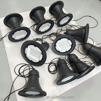Luminaria de Jardín en Forma de Campana, Farola Exterior Colgante Pintada en Negro, Carcasa de Aluminio Fundido, Lámpara de 30W