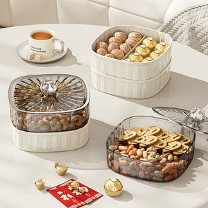 Rectangular Food Container With Buckle Lid For Party Snacks And Dried Fruit Storage Transparent Design Solid Color - Product Image 1