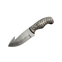 Couteau à lame fixe Drop Point en acier Damas, manche en bois, dureté 58-60, garantie 3 ans, pour le camping, la chasse, la survie, le bricolage