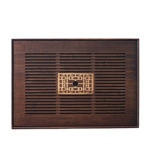Bandeja de té de bambú al por mayor, tipo con depósito de agua, mesa de té pequeña, mesa de té para el hogar y la oficina, bandeja sencilla, para preparación en seco y - Product Image 1
