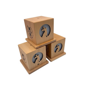 Wooden Box Lamp 100mm LED Light Source Engraved Rabbit Design Decorative Lamp For <b>Bedside</b> Or Gift - Product Image 4