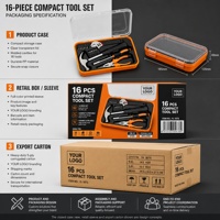 Boîte à outils de réparation domestique en acier au chrome-vanadium 16 pièces avec mallette rigide, ensemble d'outils manuels OEM pour la réparation OEM/ODM