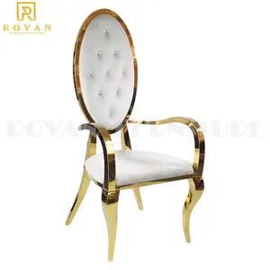 Hotel moderno di lusso sedia di cerimonia nuziale big size oro in acciaio inox sedia da pranzo