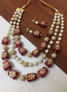 Luxury Pink Stone and Pearl Beaded Multi Layer <b>Necklace</b> Set for Women Elegant Bridal Wedding Jewelry <b>Statement</b> Choker <b>Necklace</b> - Product Image 2