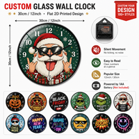Horloge murale en verre minimaliste couleur crème neutre 30 cm, design personnalisé, décoration nordique pour la maison, fabrication OEM ODM, vente en gros