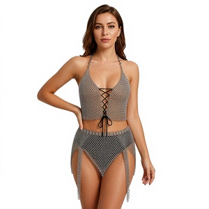 Silver Plated Metal <b>Chainmail</b> Armor Set Irregular Shape Fashion Welded Stainless Steel Costume - Product Image 1