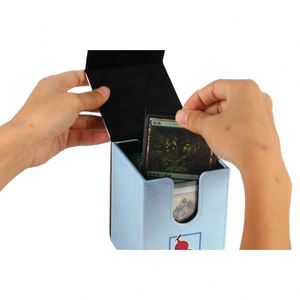 Porte-cartes en cuir PU bleu clair avec motif cerise, double ouverture, étui de rangement portable pour jeux de cartes - Product Image 4