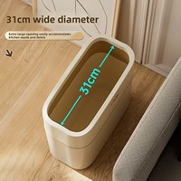 Cubo de basura cilíndrico de PP para inodoro, cubo sanitario estrecho con tapa, cubo de residuos de alta calidad para inodoro, para sala de estar y cocina