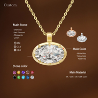 Collier tendance haut de gamme en or massif 14 carats avec pendentif en moissanite et chaîne à maillons pour fiançailles, mariage, anniversaire et cadeaux de fête