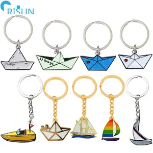 Promotional Customized Enamel Yacht Sailboat Sail Ship Boat Vessel Llaveros Keychains Keyrings Custom Boat Keyring Keychain