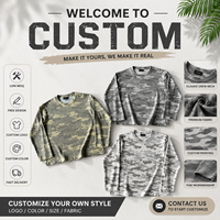 T-shirt à manches longues en maille gaufrée camouflage personnalisé OEM, style streetwear, thermique, en coton délavé vintage, coupe oversize, faible MOQ