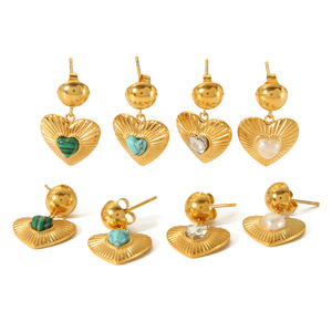 Pendientes con forma de corazón, bisel de aleación de zinc, joyería para fiesta, TE6446 - Product Image 5