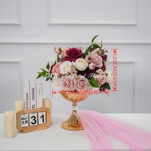 DKB Artificial Silk Flower Ball Wedding Decoration Rose Flower Ball Wedding Centerpieces Pink and White Rose Flower Ball - Product Image 2