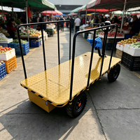 Nouveau camion à plateau plat électrique en métal avec garde-corps haute capacité de charge de 800 kg pour le transport de restaurants et de marchandises/passagers