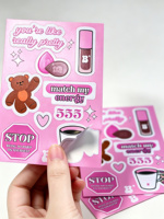 Pegatinas Personalizadas de Osito Rosa UV - Calcomanías Mate Irregulares para Decorar Diarios, Fundas de Teléfono y Botellas de Agua