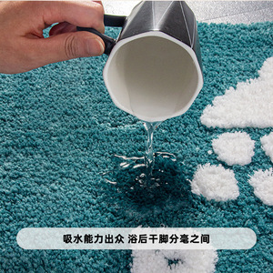 แผ่นรองอาบน้ำทำจากเส้นใยโพลีเอสเตอร์กันลื่นทรงสี่เหลี่ยมผืนผ้าลายการ์ตูน23DZT0038สีเขียว - Product Image 3