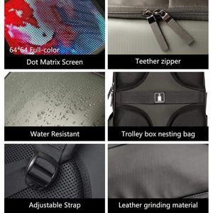 Smart Bluetooth LED <b>Backpack</b> With Colorful Display Panel Programmable Laptop Bag Black Large - Product Image 6
