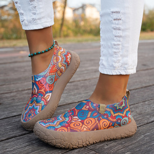 Chaussures de pêcheur confortables <span class=keywords><strong>en</strong></span> toile imprimée personnalisée, style mocassin plat à bout large, à enfiler, pour femme, baskets décontractées d'été - Product Image 2
