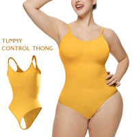 Pakaian Dalam Pengencang Tubuh Model Bodysuit, Pengontrol Perut, Pengangkat Bokong, Tipis, Bahan Nilon Tenun Bernapas, Model Thong