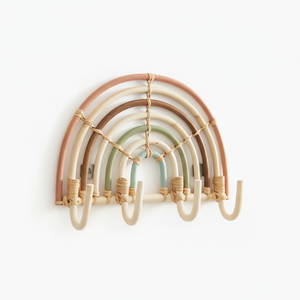 ราวแขวนหวายรูปสายรุ้งพร้อมตะขอสี่อันทำมือในเวียดนามสำหรับเก็บของในเรือนเพาะชำ - Product Image 1